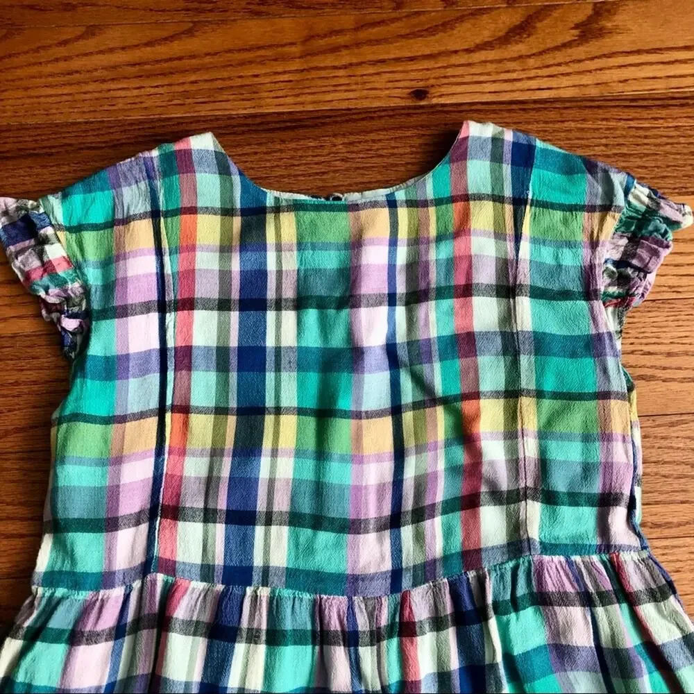 GAP KIDS Plaid Multicolor Peplum Top Short Sleeve Lined Girl’s Size XL